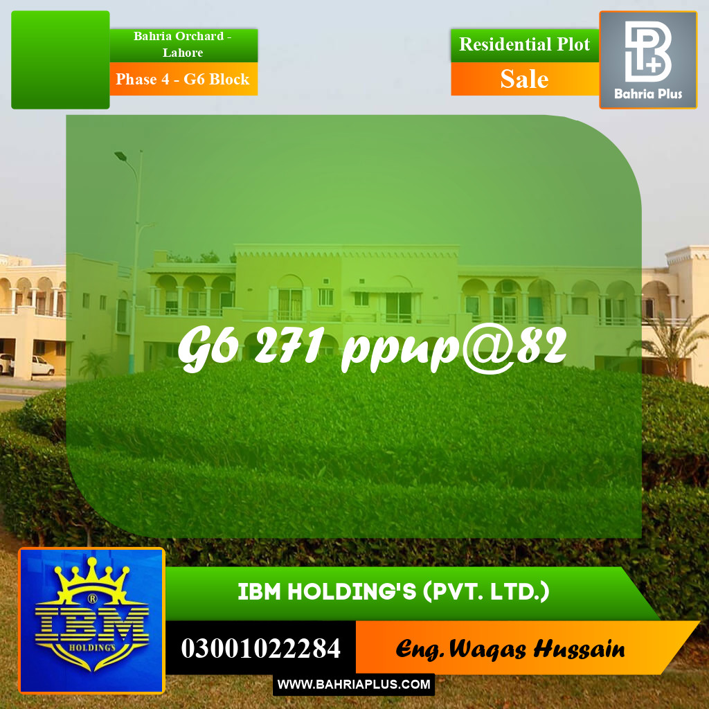 10 Marla Residential Plot for Sale in Phase 4 - G6 Block -  Bahria Orchard, Lahore - (BP-329222)