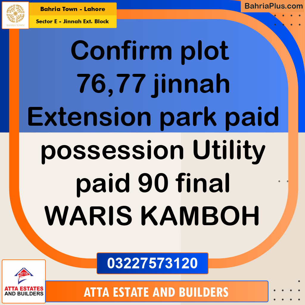 5 Marla Residential Plot for Sale in Sector E - Jinnah Ext. Block -  Bahria Town, Lahore - (BP-329224)