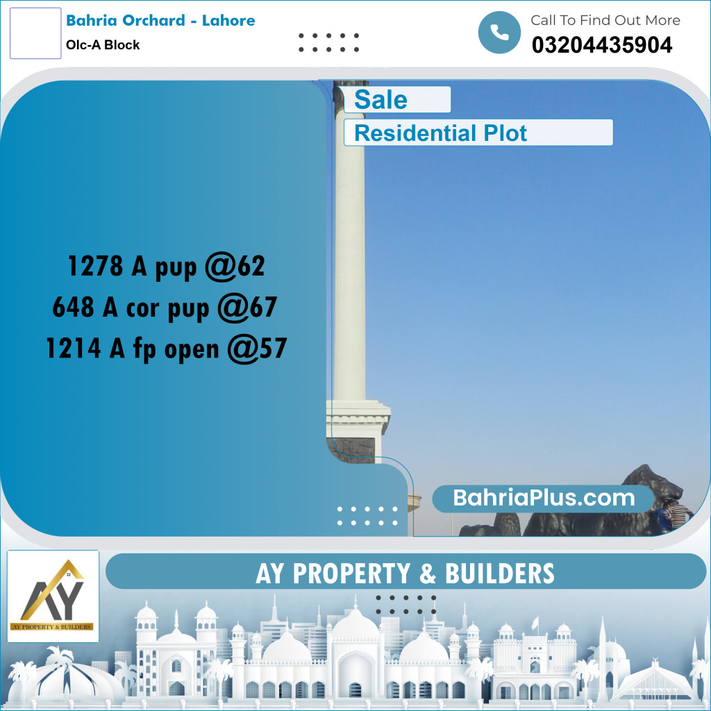 5 Marla Residential Plot for Sale in OLC-A Block -  Bahria Orchard, Lahore - (BP-329233)