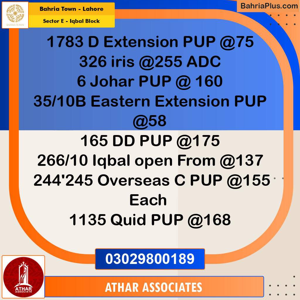 10 Marla Residential Plot for Sale in Sector E - Iqbal Block -  Bahria Town, Lahore - (BP-329263)
