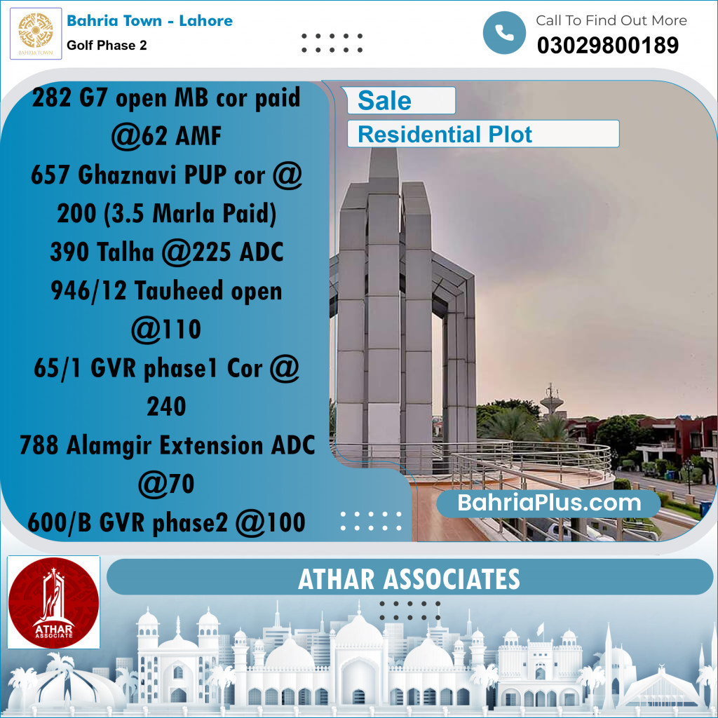 10 Marla Residential Plot for Sale in Golf Phase 2 -  Bahria Town, Lahore - (BP-329271)