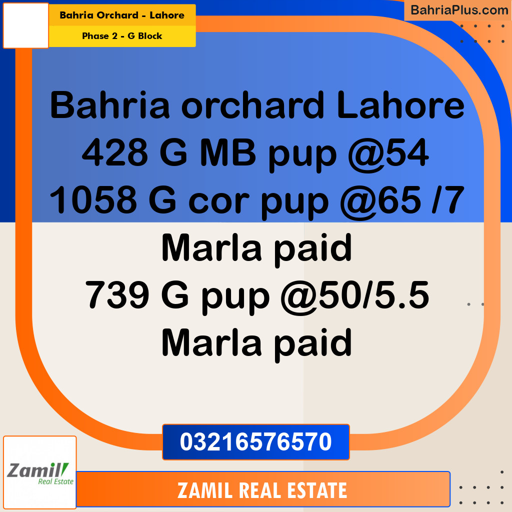 5 Marla Residential Plot for Sale in Phase 2 - G Block -  Bahria Orchard, Lahore - (BP-329304)