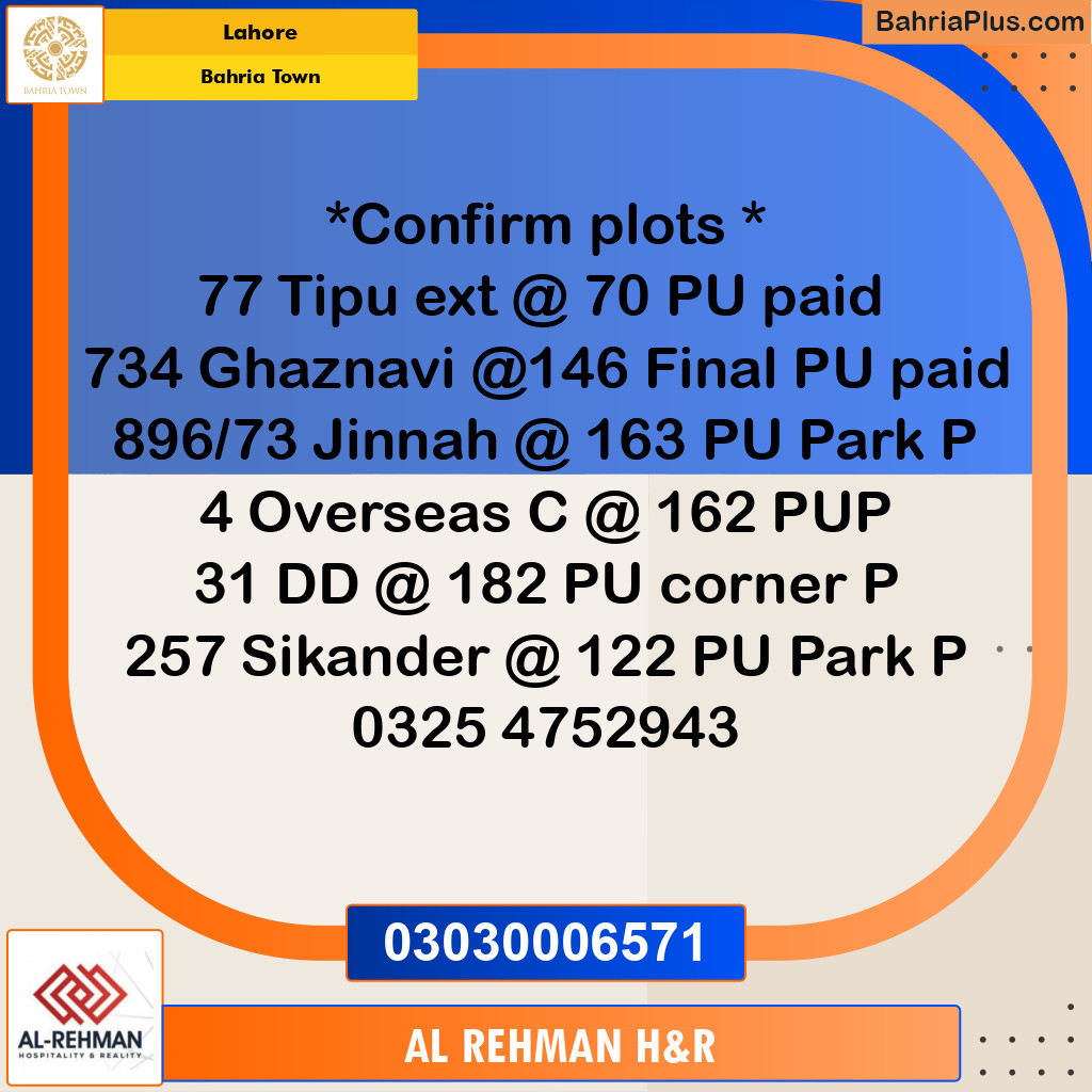 5 Marla Residential Plot for Sale in Bahria Town, Lahore - (BP-329434)