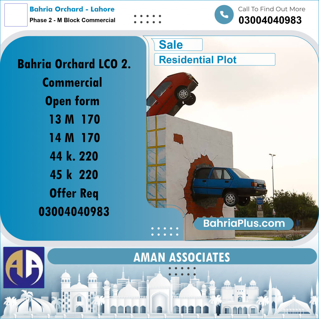 Residential Plot for Sale in Phase 2 - M Block Commercial -  Bahria Orchard, Lahore - (BP-329469)