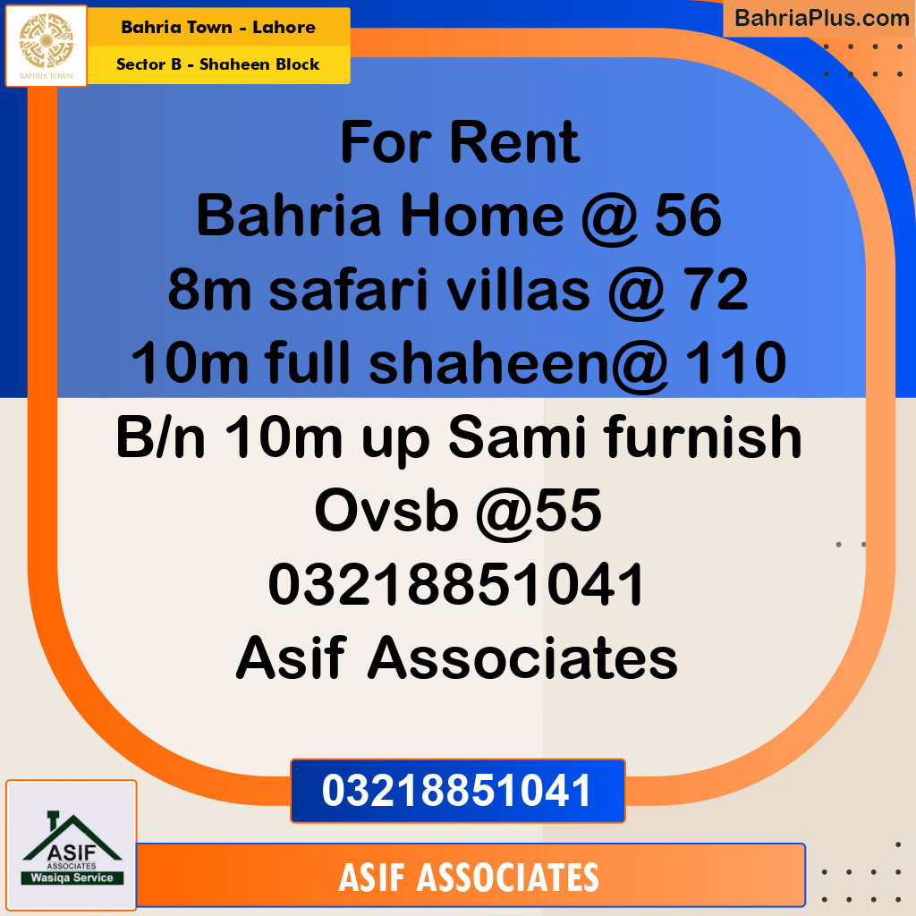 10 Marla Residential House for Rent in Sector B - Shaheen Block -  Bahria Town, Lahore - (BP-329478)