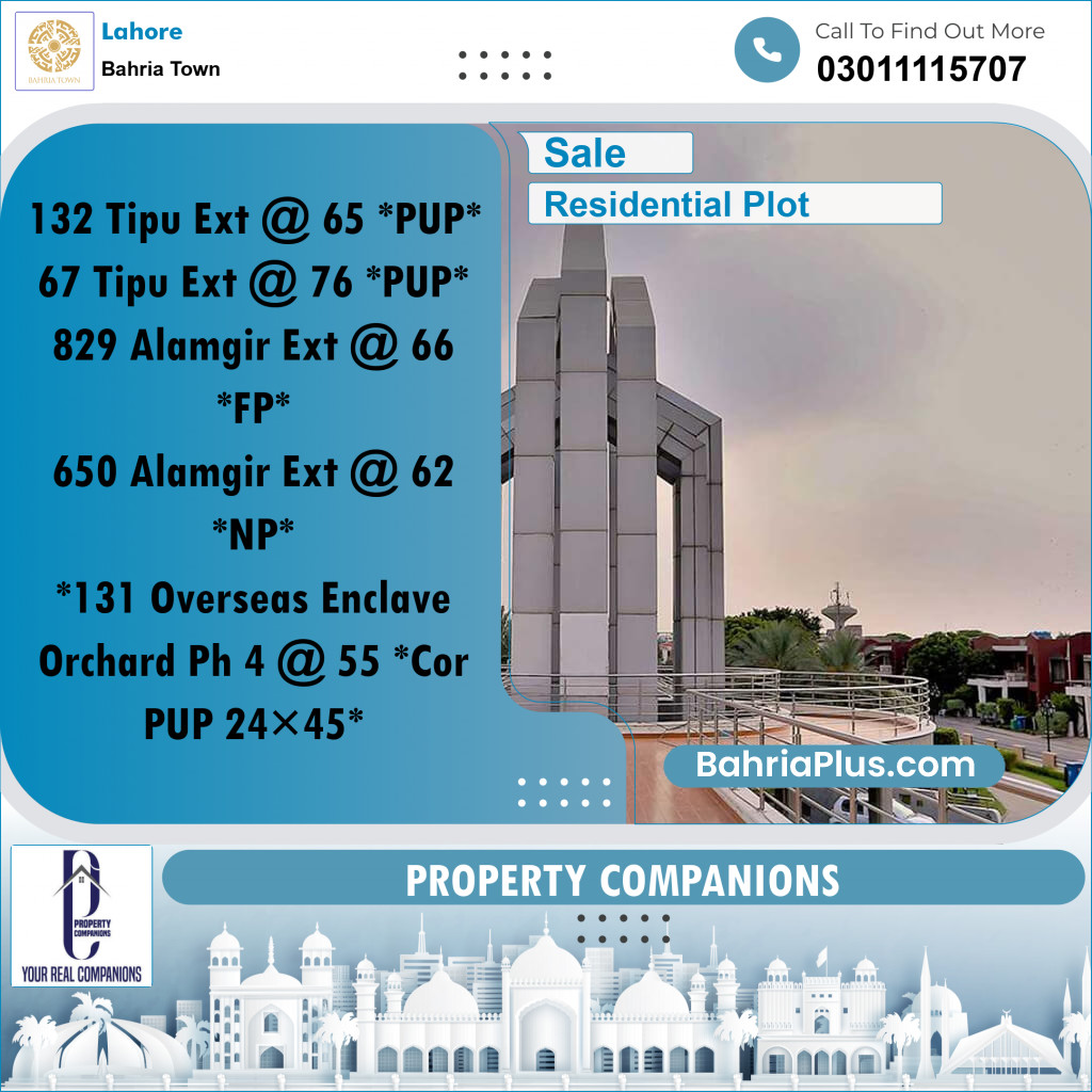 Residential Plot for Sale in Bahria Town, Lahore - (BP-329486)