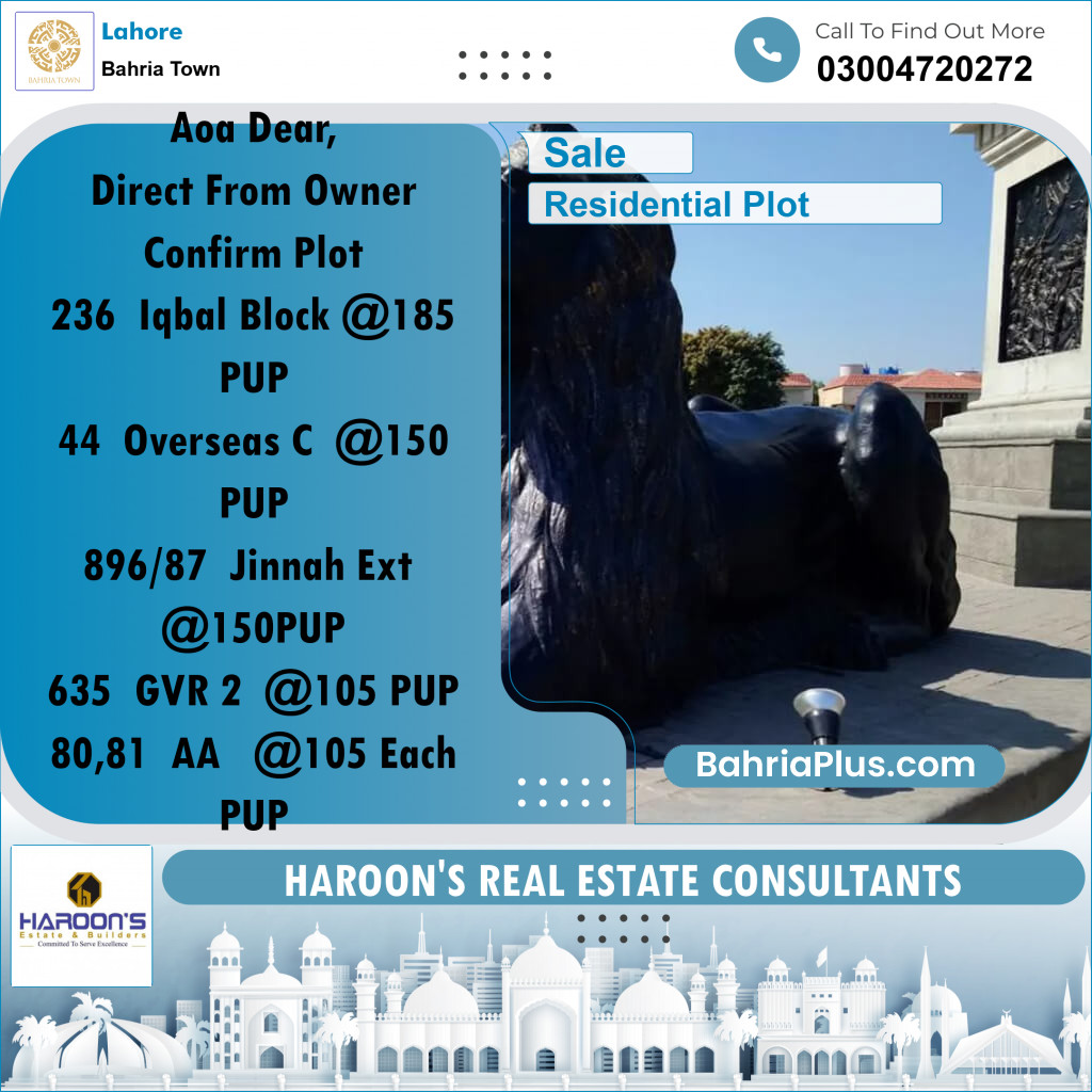 Residential Plot for Sale in Bahria Town, Lahore - (BP-329541)
