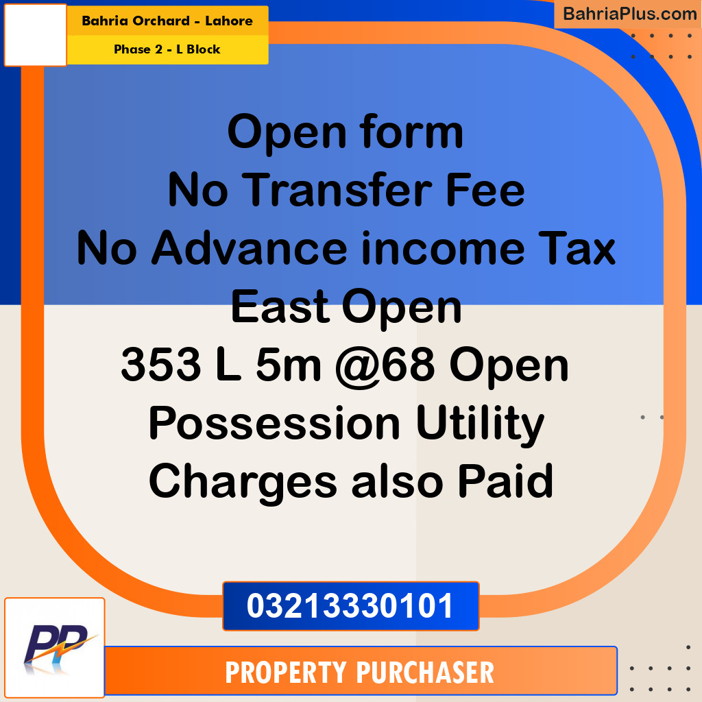 5 Marla Residential Plot for Sale in Phase 2 - L Block -  Bahria Orchard, Lahore - (BP-329545)