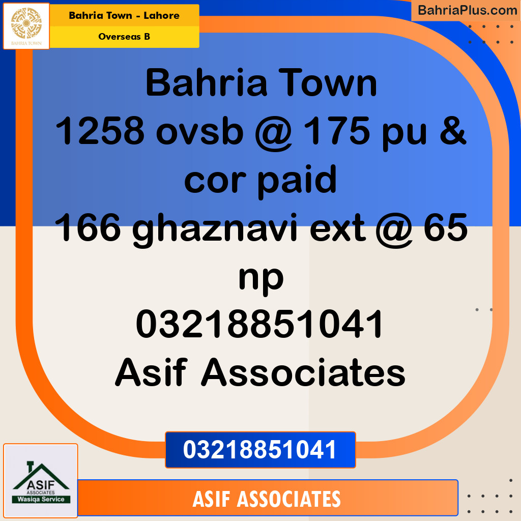 12 Marla Residential Plot for Sale in Overseas B -  Bahria Town, Lahore - (BP-329589)