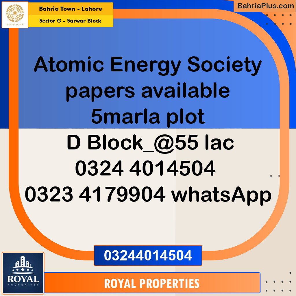 Residential Plot for Sale in Sector G - Sarwar Block -  Bahria Town, Lahore - (BP-329637)