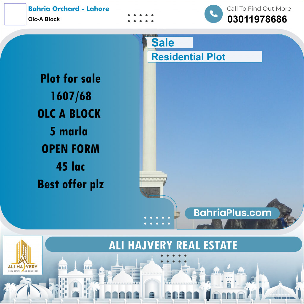5 Marla Residential Plot for Sale in OLC-A Block -  Bahria Orchard, Lahore - (BP-329659)