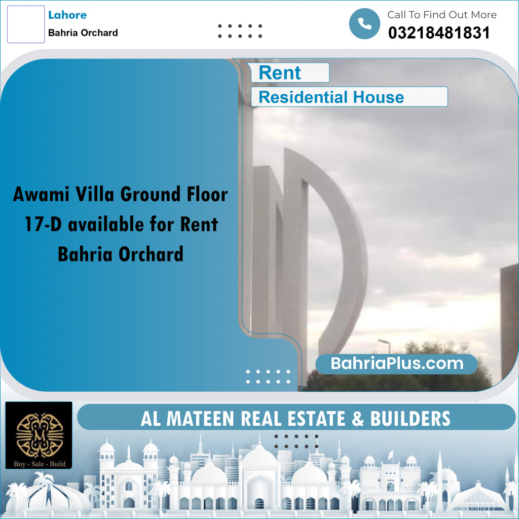 5 Marla Residential House for Rent in Bahria Orchard, Lahore - (BP-329670)