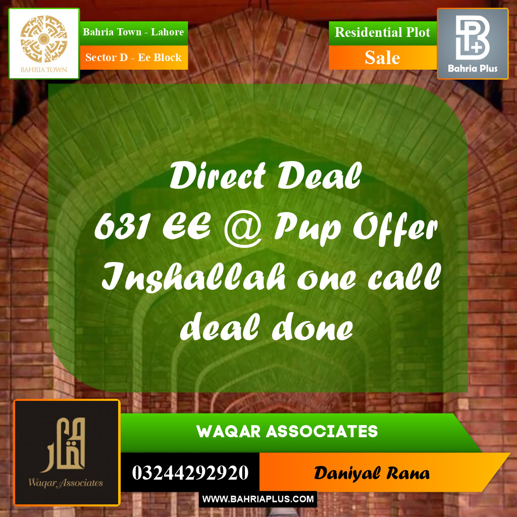 5 Marla Residential Plot for Sale in Sector D - EE Block -  Bahria Town, Lahore - (BP-329671)