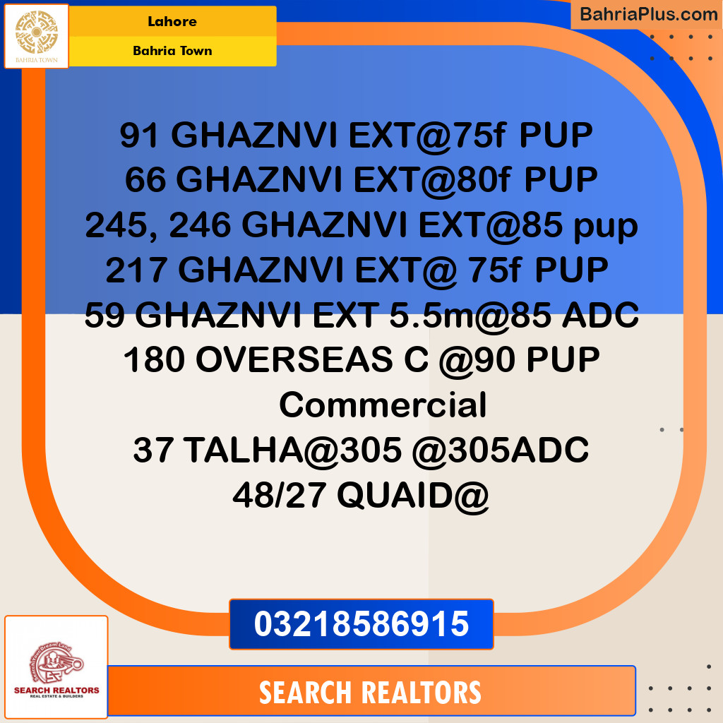 Residential Plot for Sale in Bahria Town, Lahore - (BP-329677)