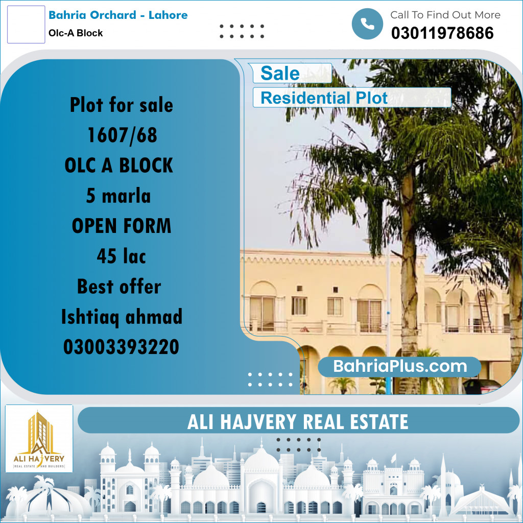 5 Marla Residential Plot for Sale in OLC-A Block -  Bahria Orchard, Lahore - (BP-329684)