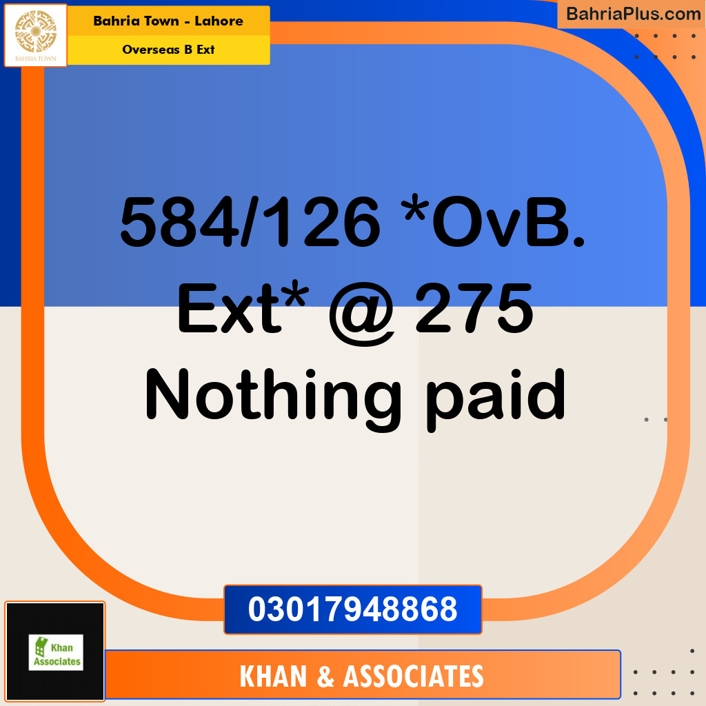 1 Kanal Residential Plot for Sale in Overseas B Ext -  Bahria Town, Lahore - (BP-329691)