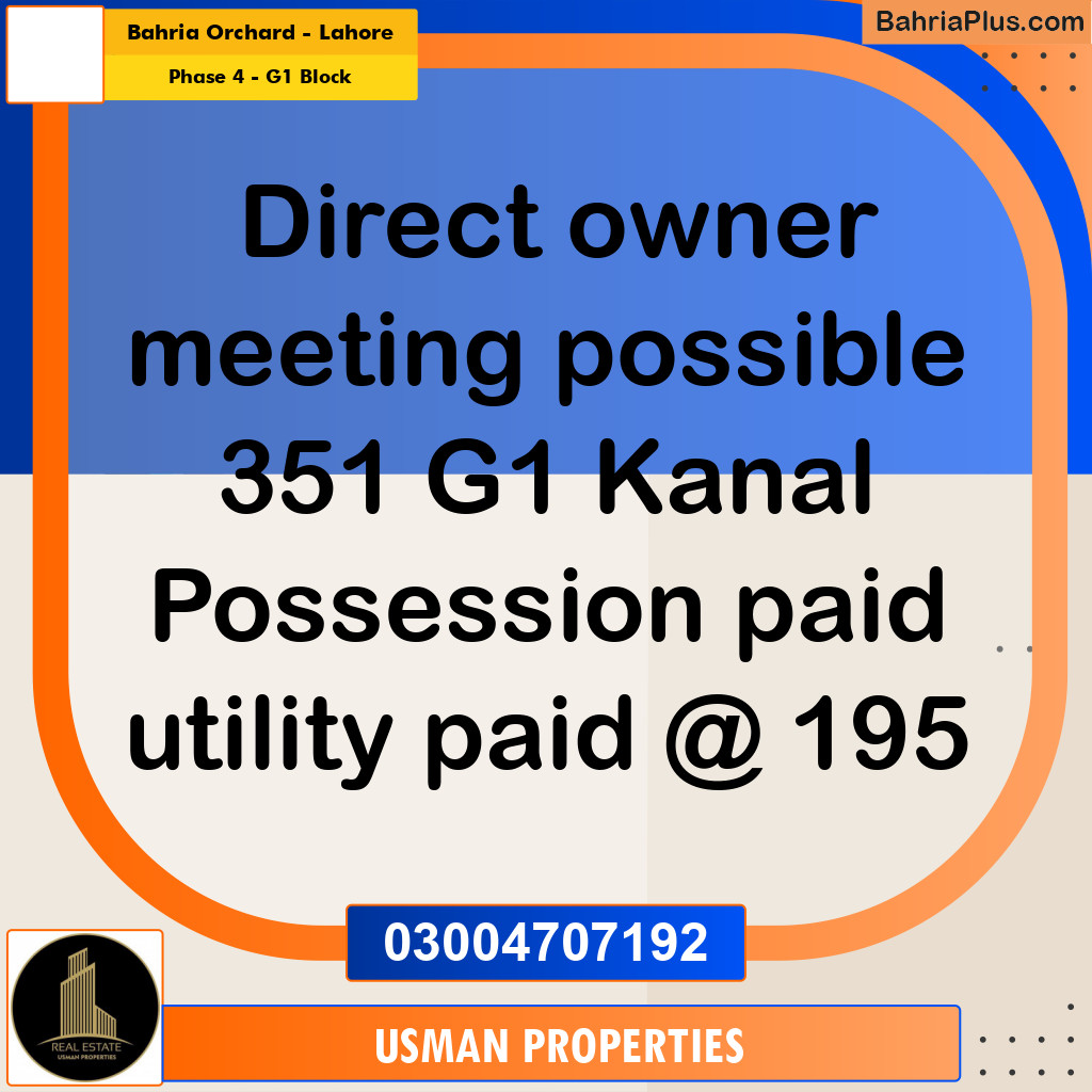 1 Kanal Residential Plot for Sale in Phase 4 - G1 Block -  Bahria Orchard, Lahore - (BP-329694)