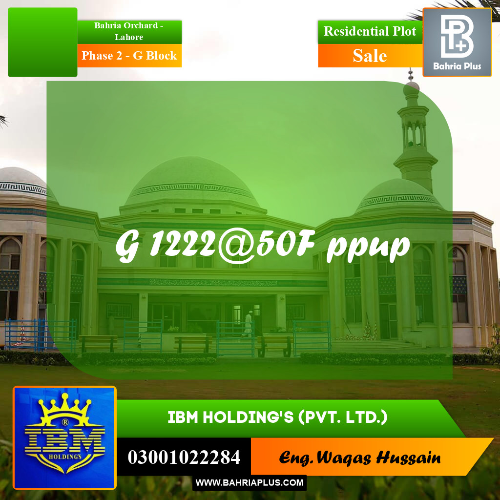 5 Marla Residential Plot for Sale in Phase 2 - G Block -  Bahria Orchard, Lahore - (BP-329696)