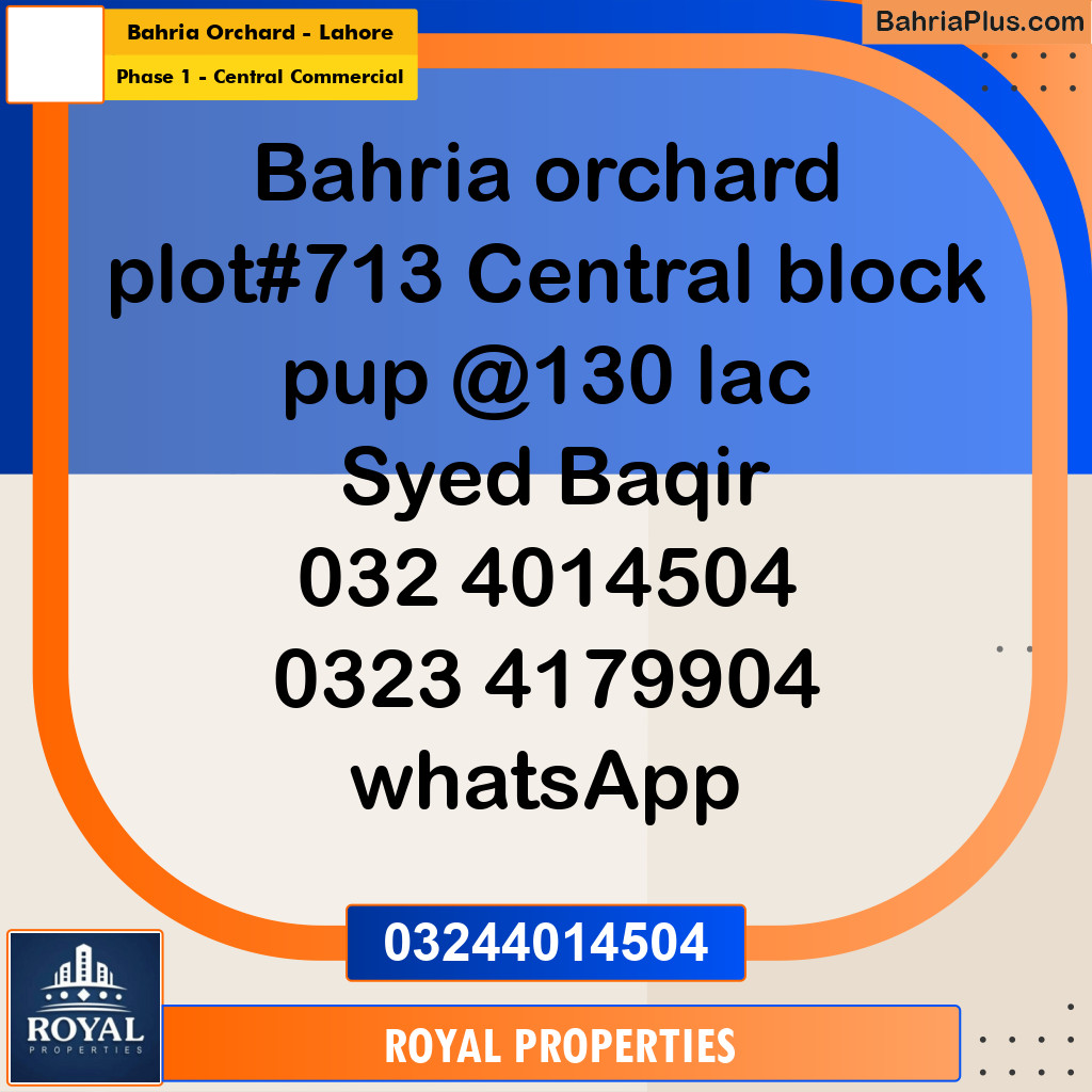 Residential Plot for Sale in Phase 1 - Central Commercial -  Bahria Orchard, Lahore - (BP-329697)