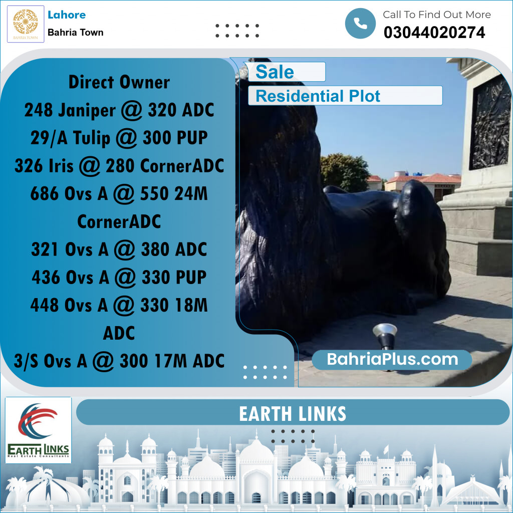 1 Kanal Residential Plot for Sale in Bahria Town, Lahore - (BP-329716)