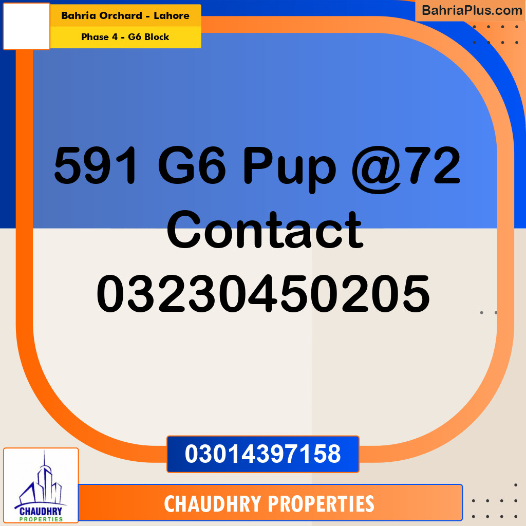10 Marla Residential Plot for Sale in Phase 4 - G6 Block -  Bahria Orchard, Lahore - (BP-329747)