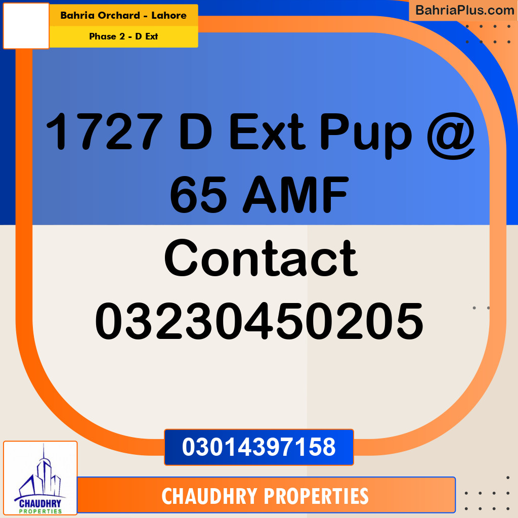8 Marla Residential Plot for Sale in Phase 2 - D Ext -  Bahria Orchard, Lahore - (BP-329752)