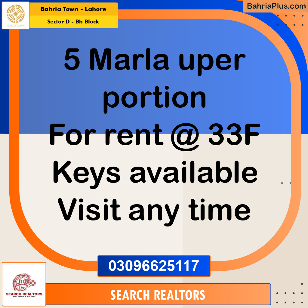 5 Marla Residential House for Rent in Sector D - BB Block -  Bahria Town, Lahore - (BP-329765)