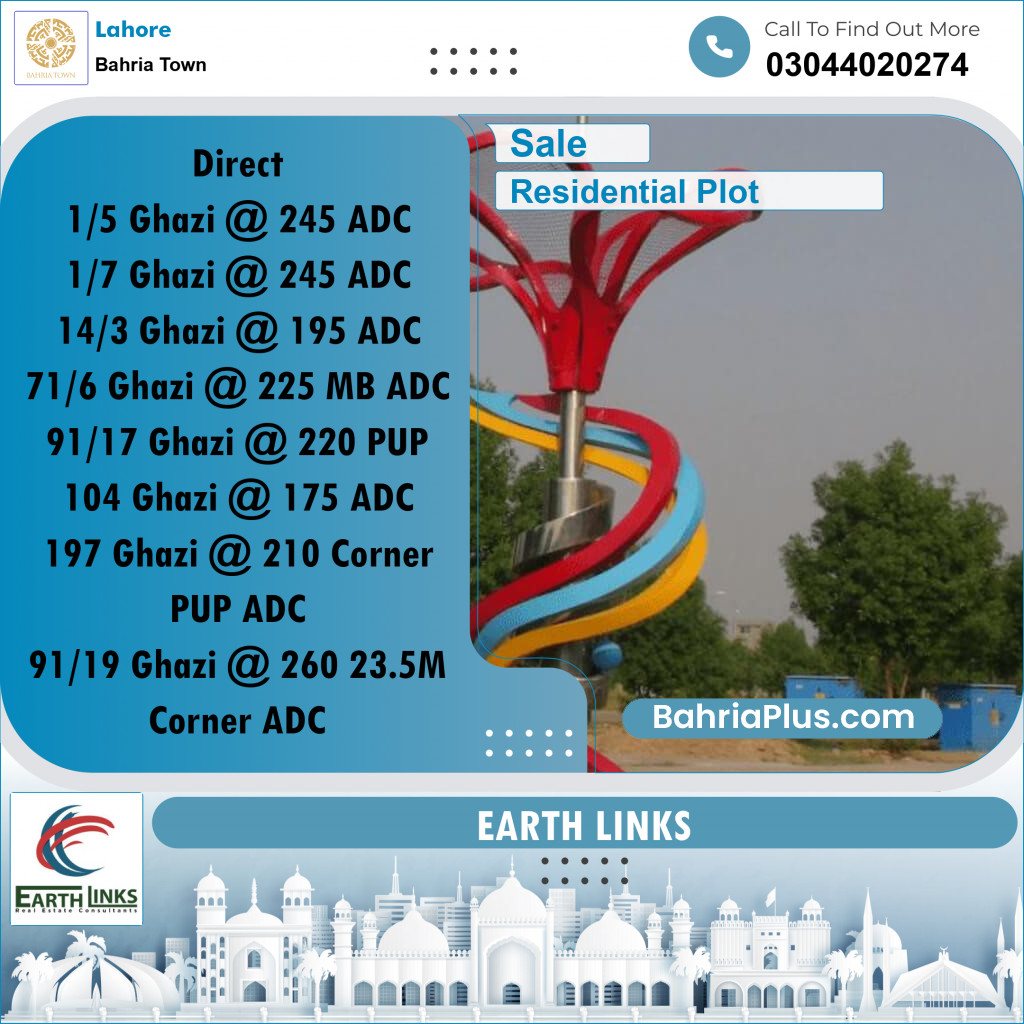 1 Kanal Residential Plot for Sale in Bahria Town, Lahore - (BP-329772)
