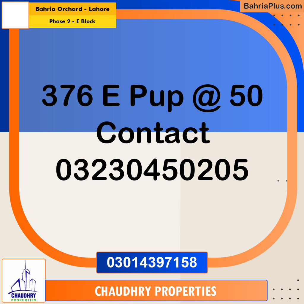 5 Marla Residential Plot for Sale in Phase 2 - E Block -  Bahria Orchard, Lahore - (BP-329807)