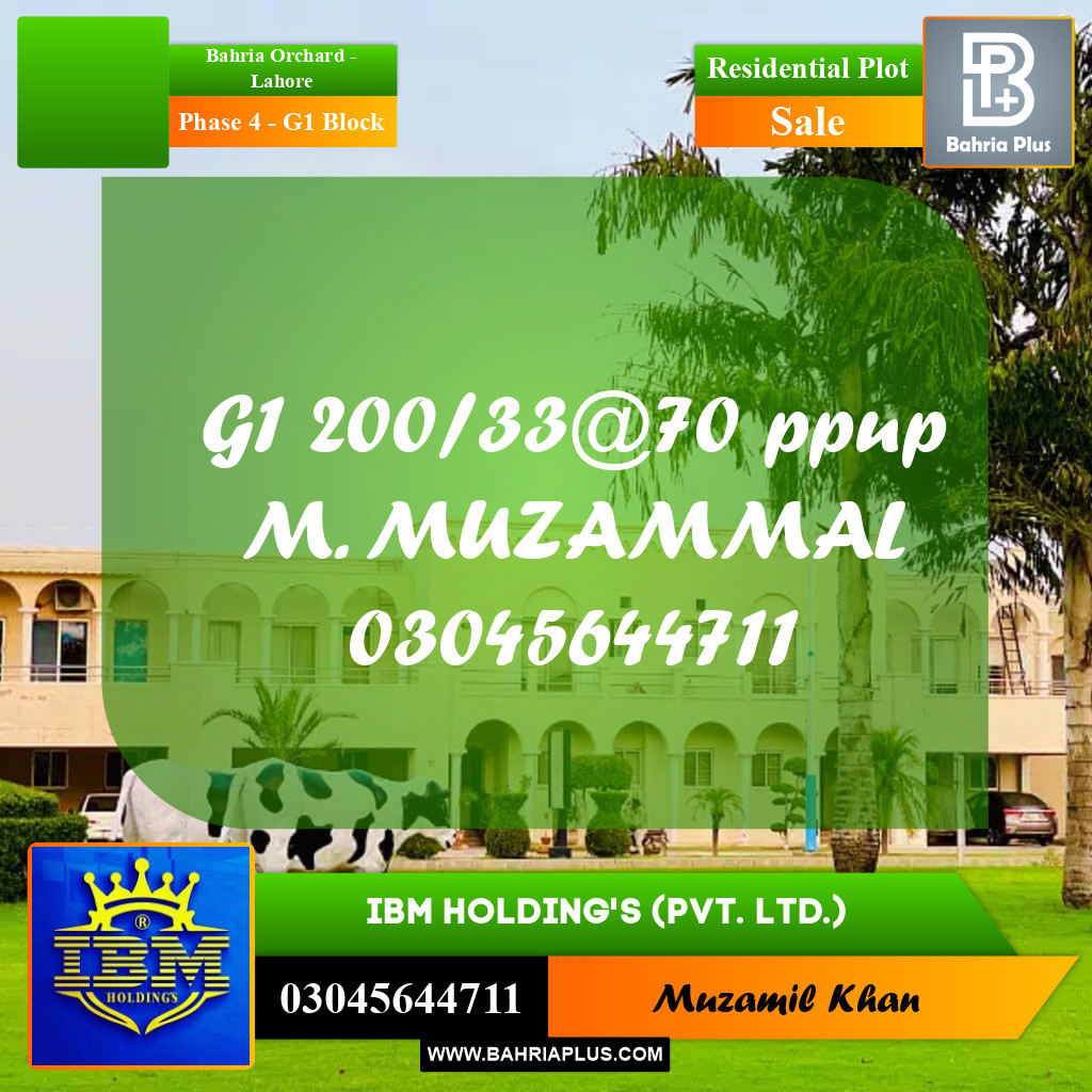 5 Marla Residential Plot for Sale in Phase 4 - G1 Block -  Bahria Orchard, Lahore - (BP-329827)