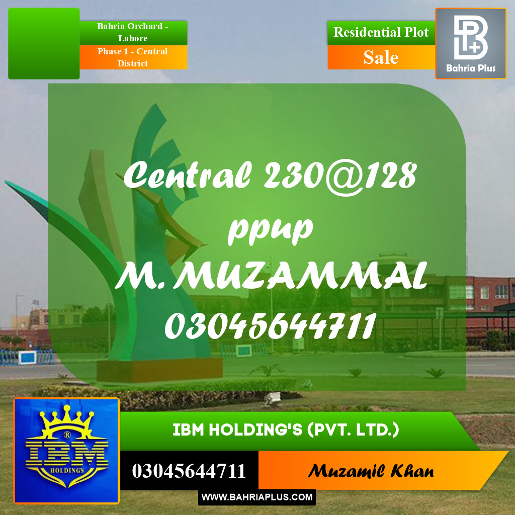 10 Marla Residential Plot for Sale in Phase 1 - Central District -  Bahria Orchard, Lahore - (BP-329832)