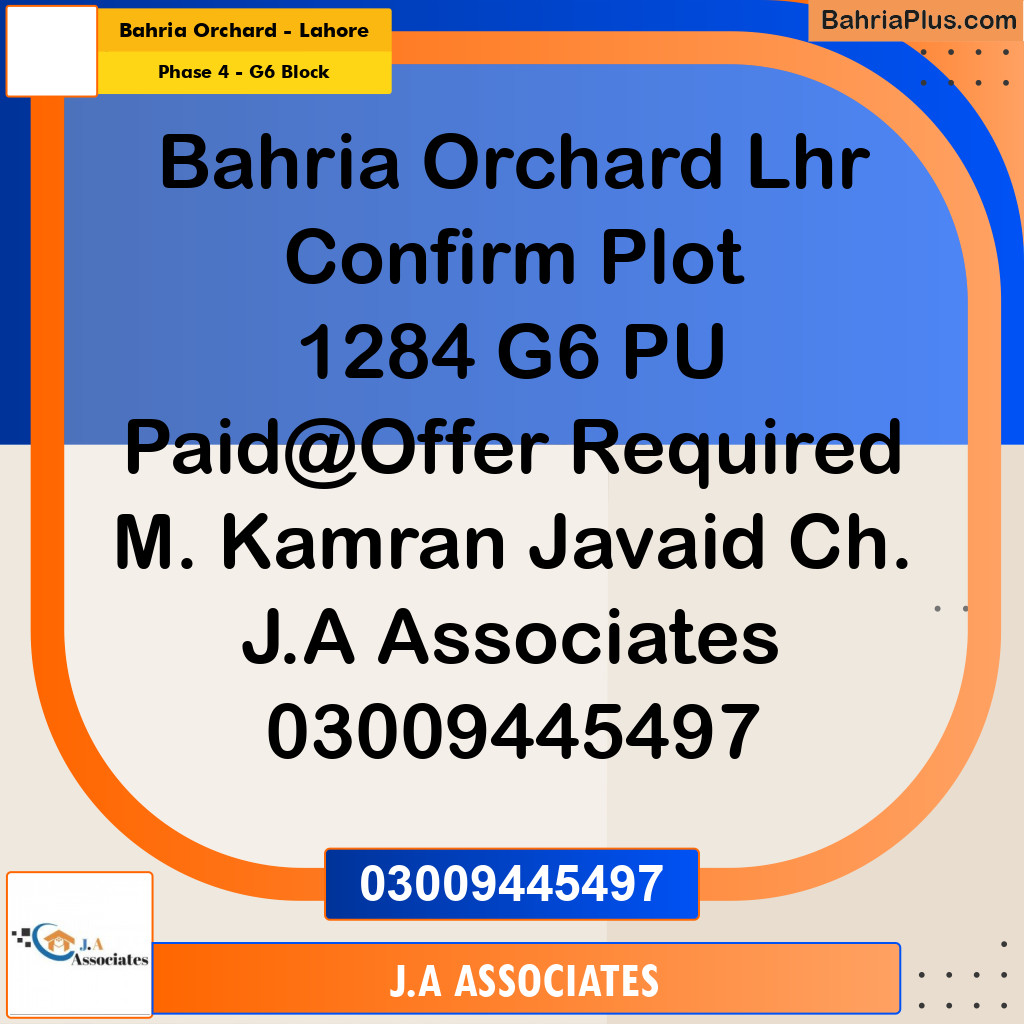 10 Marla Residential Plot for Sale in Phase 4 - G6 Block -  Bahria Orchard, Lahore - (BP-329843)