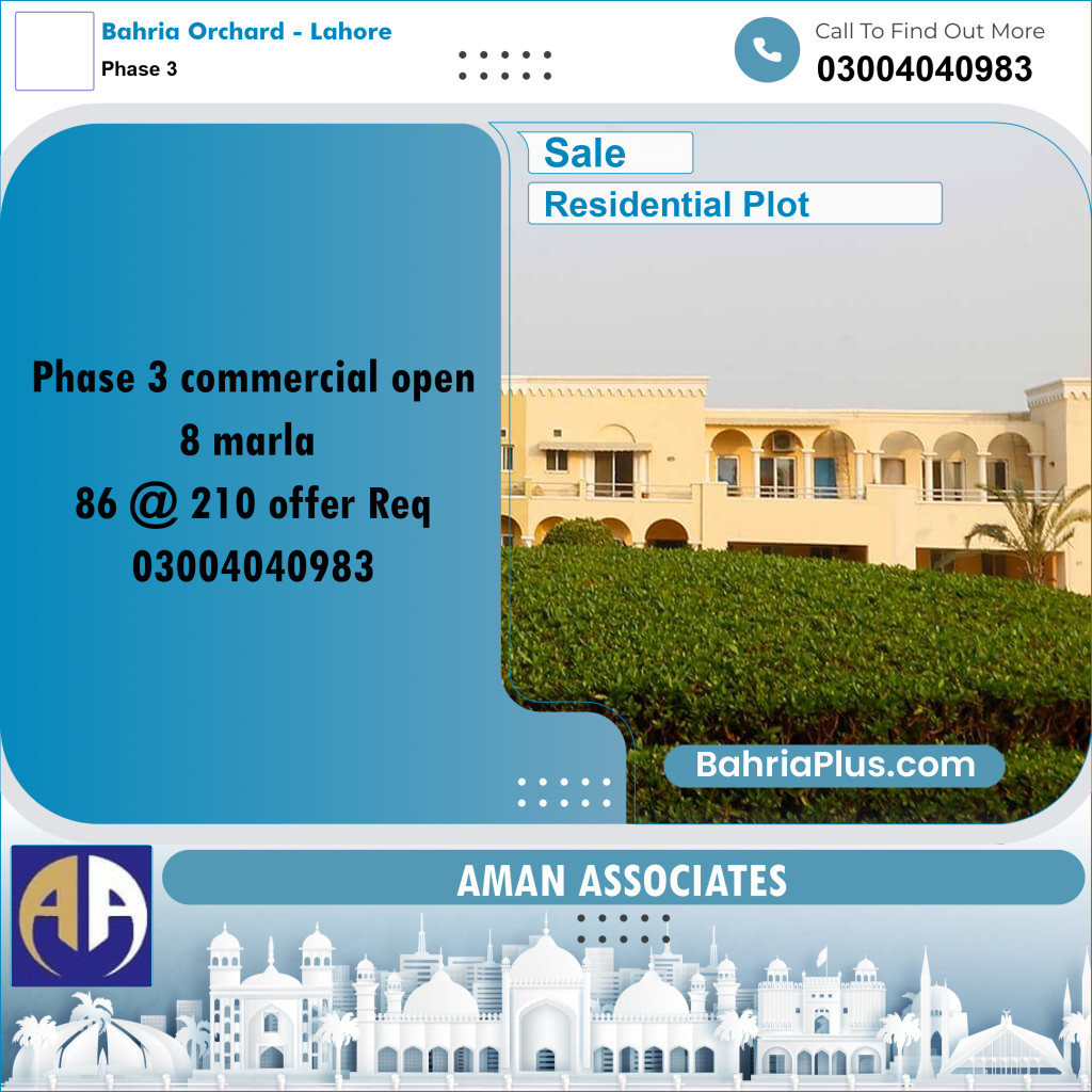 Residential Plot for Sale in Phase 3 -  Bahria Orchard, Lahore - (BP-329871)