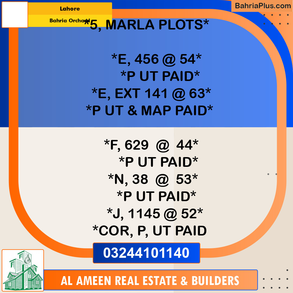 Residential Plot for Sale in Bahria Orchard, Lahore - (BP-329882)
