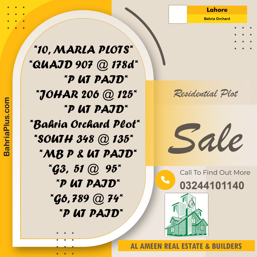 Residential Plot for Sale in Bahria Orchard, Lahore - (BP-329894)