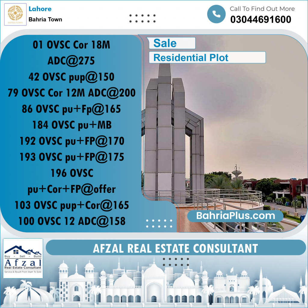 Residential Plot for Sale in Bahria Town, Lahore - (BP-330021)