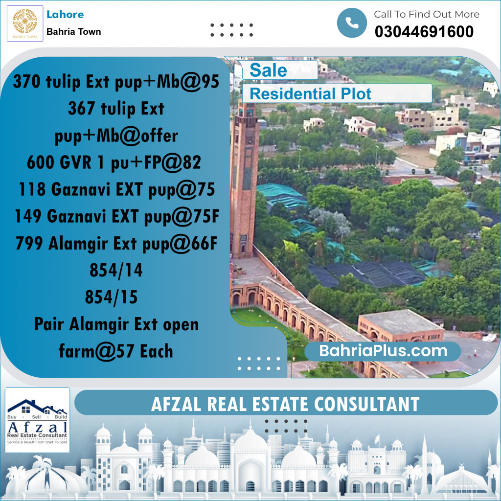 Residential Plot for Sale in Bahria Town, Lahore - (BP-330022)