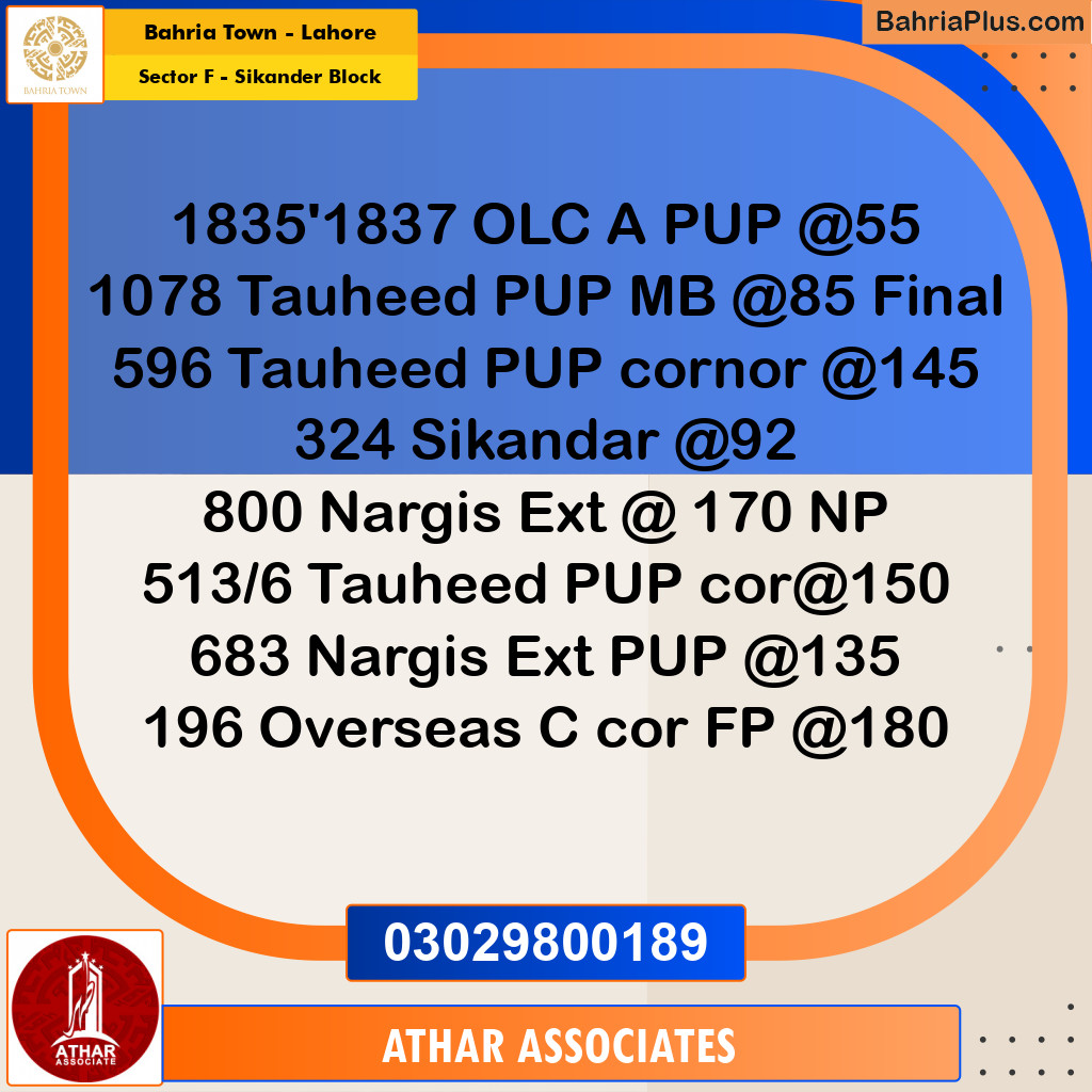 10 Marla Residential Plot for Sale in Sector F - Sikander Block -  Bahria Town, Lahore - (BP-330075)