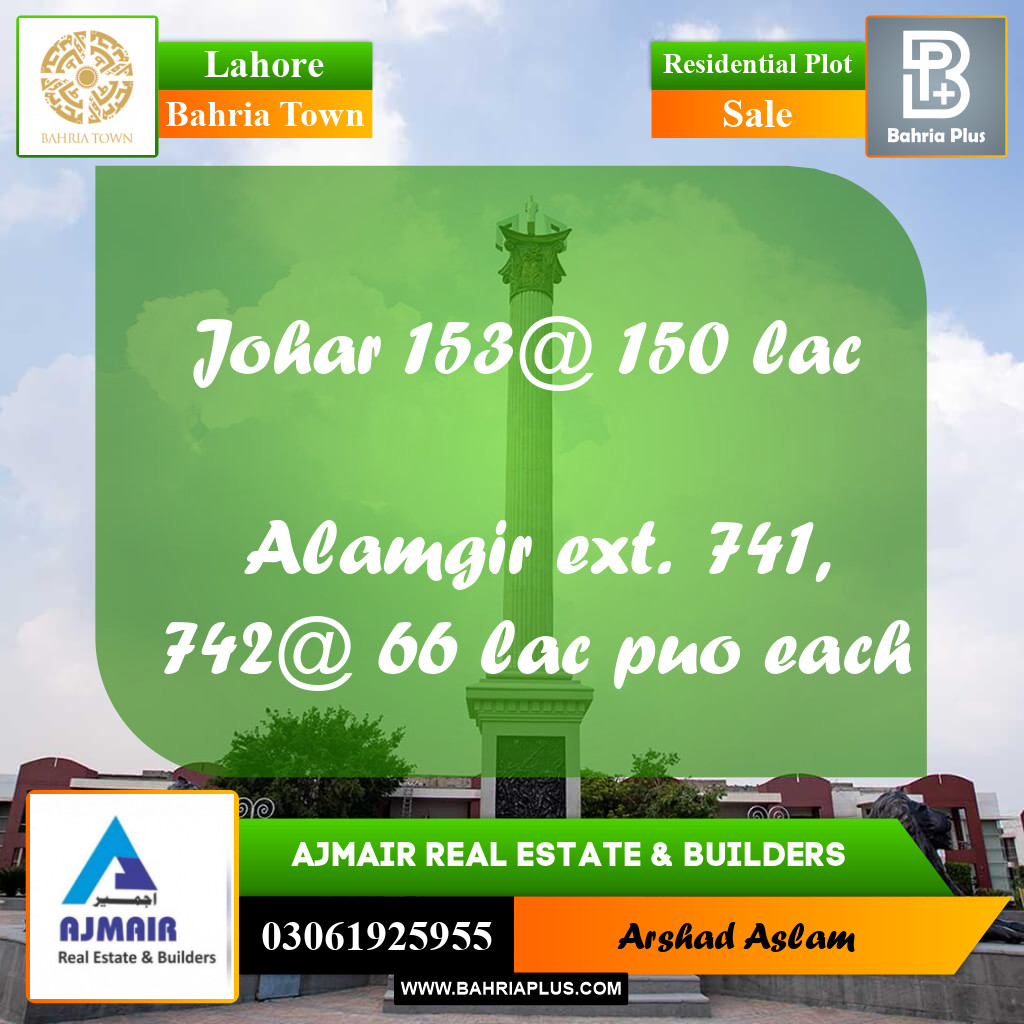 Residential Plot for Sale in Bahria Town, Lahore - (BP-330090)
