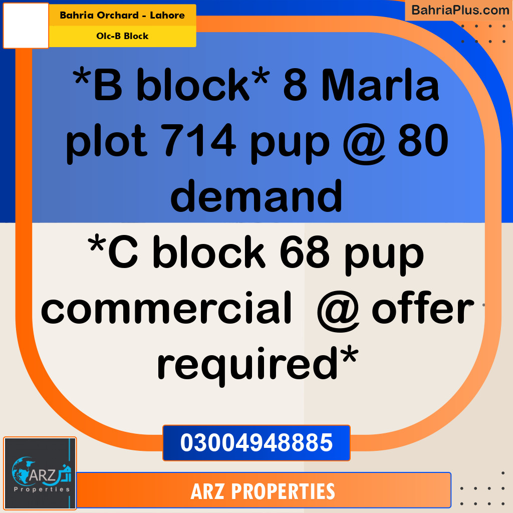 Residential Plot for Sale in OLC-B Block -  Bahria Orchard, Lahore - (BP-330097)