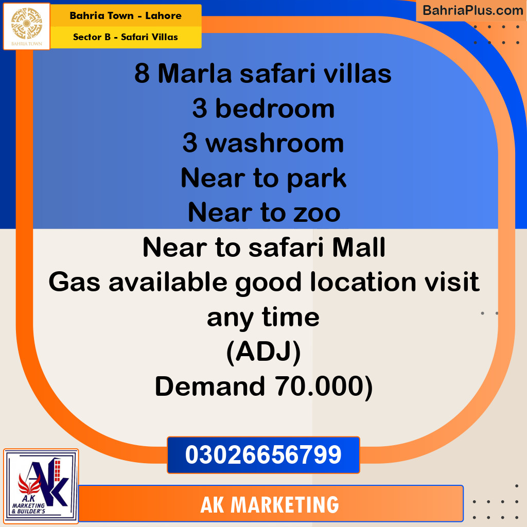 8 Marla Residential House for Rent in Sector B - Safari Villas -  Bahria Town, Lahore - (BP-330122)