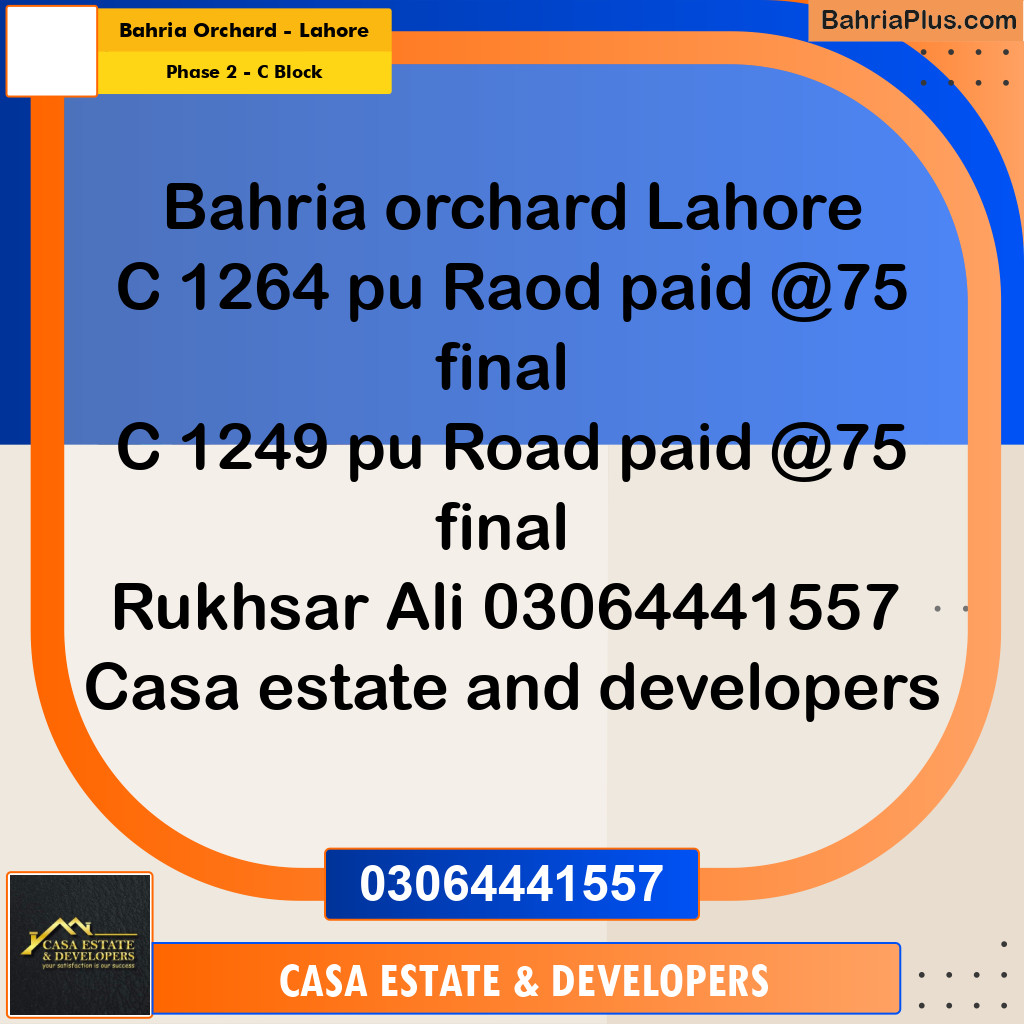 5 Marla Residential Plot for Sale in Phase 2 - C Block -  Bahria Orchard, Lahore - (BP-330131)