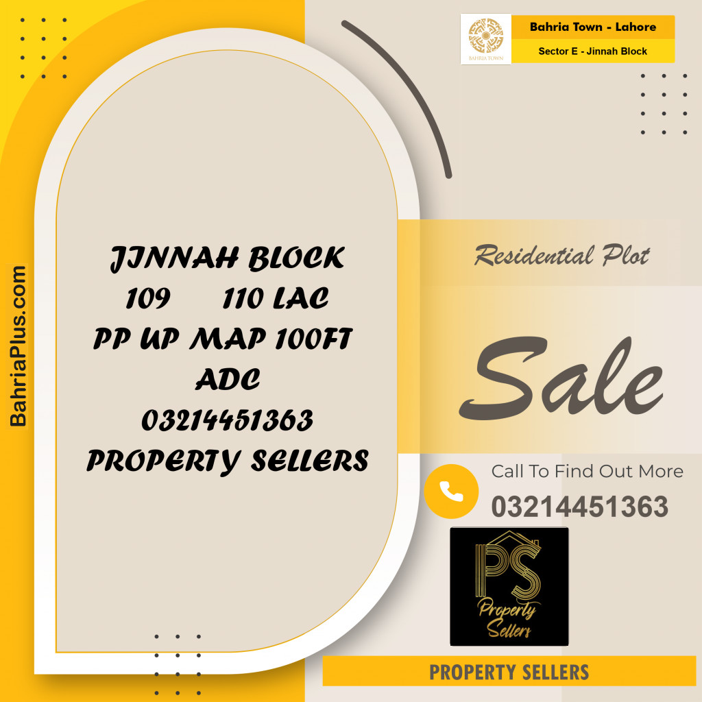 5 Marla Residential Plot for Sale in Sector E - Jinnah Block -  Bahria Town, Lahore - (BP-330148)