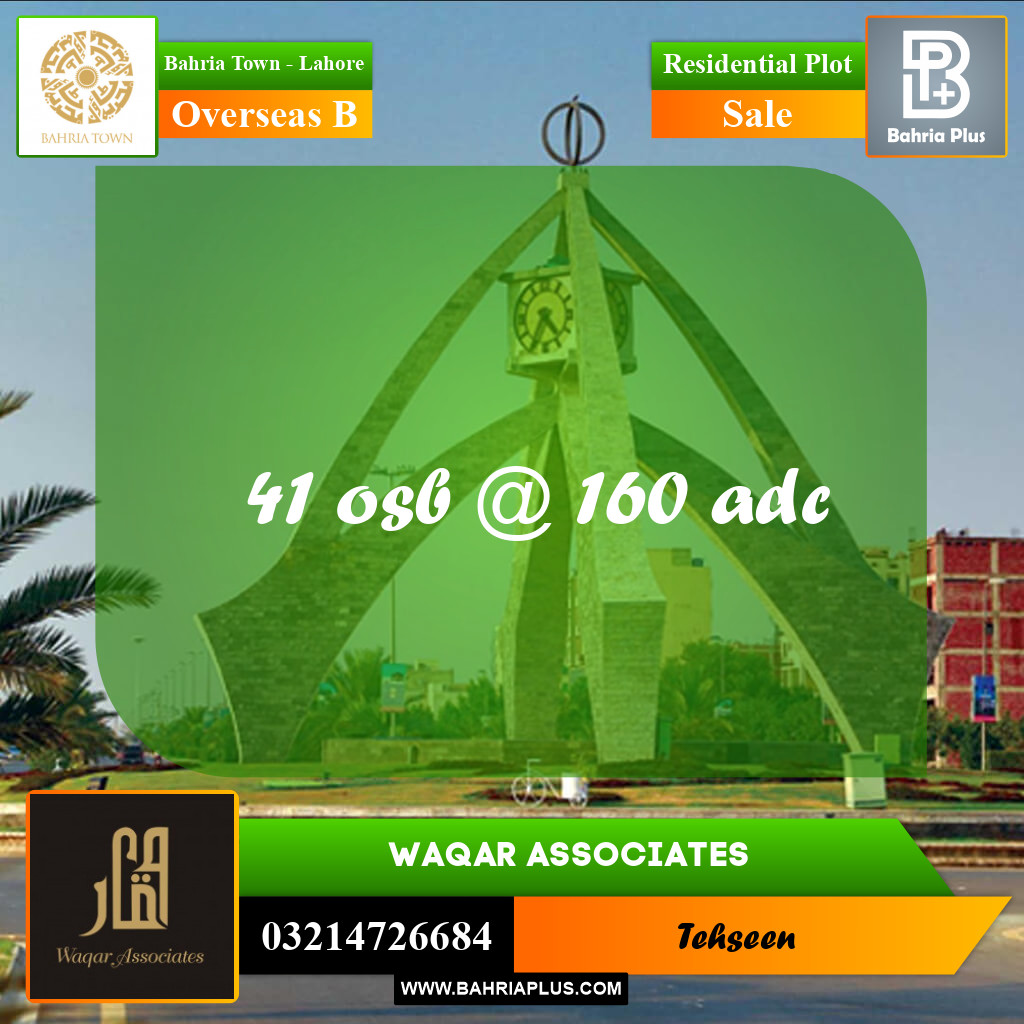 10 Marla Residential Plot for Sale in Overseas B -  Bahria Town, Lahore - (BP-330158)