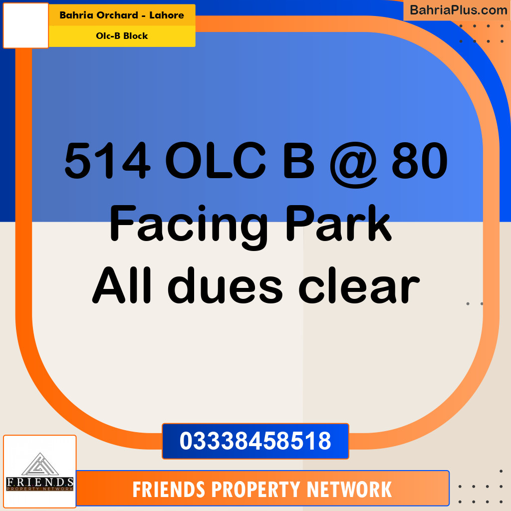 8 Marla Residential Plot for Sale in OLC-B Block -  Bahria Orchard, Lahore - (BP-330165)