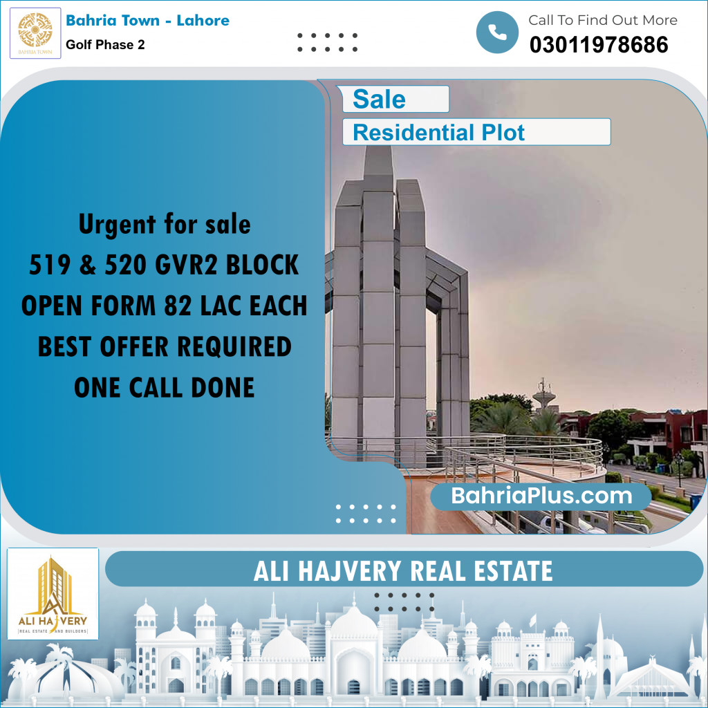 10 Marla Residential Plot for Sale in Golf Phase 2 -  Bahria Town, Lahore - (BP-330166)