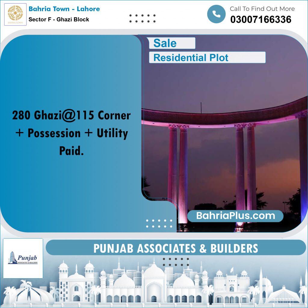 Residential Plot for Sale in Sector F - Ghazi Block -  Bahria Town, Lahore - (BP-330184)