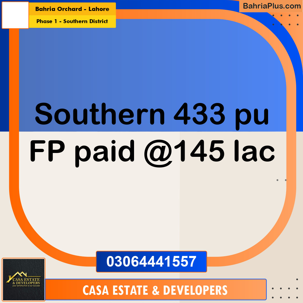 10 Marla Residential Plot for Sale in Phase 1 - Southern District -  Bahria Orchard, Lahore - (BP-330211)