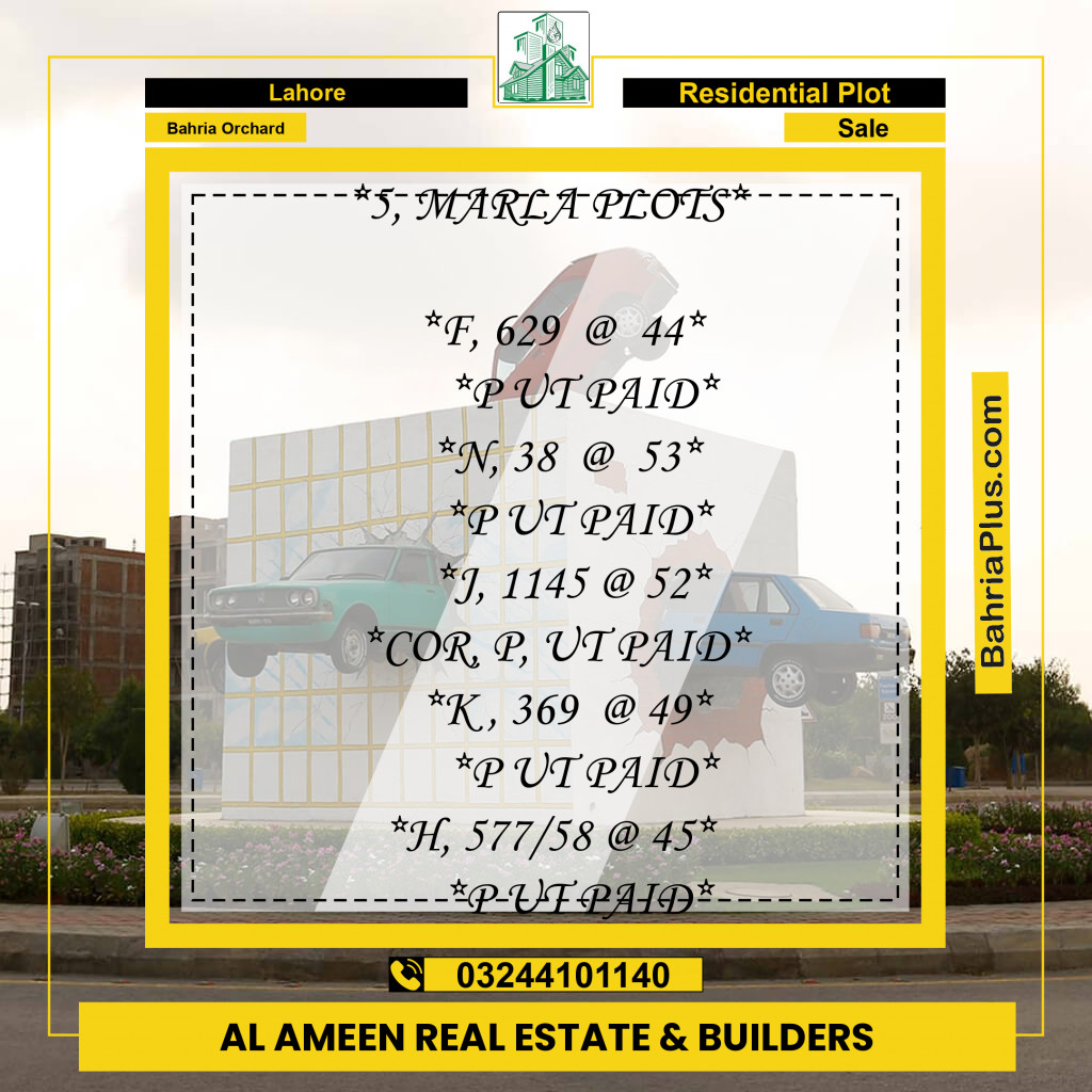 Residential Plot for Sale in Bahria Orchard, Lahore - (BP-330223)