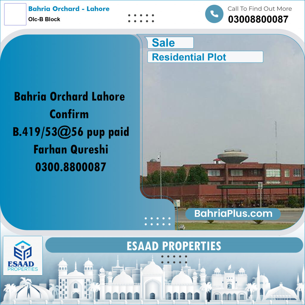 5 Marla Residential Plot for Sale in OLC-B Block -  Bahria Orchard, Lahore - (BP-330232)